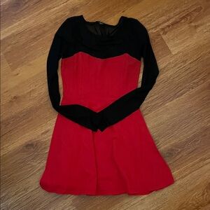 Forever 21 Red and Black Long Sleeve Dress